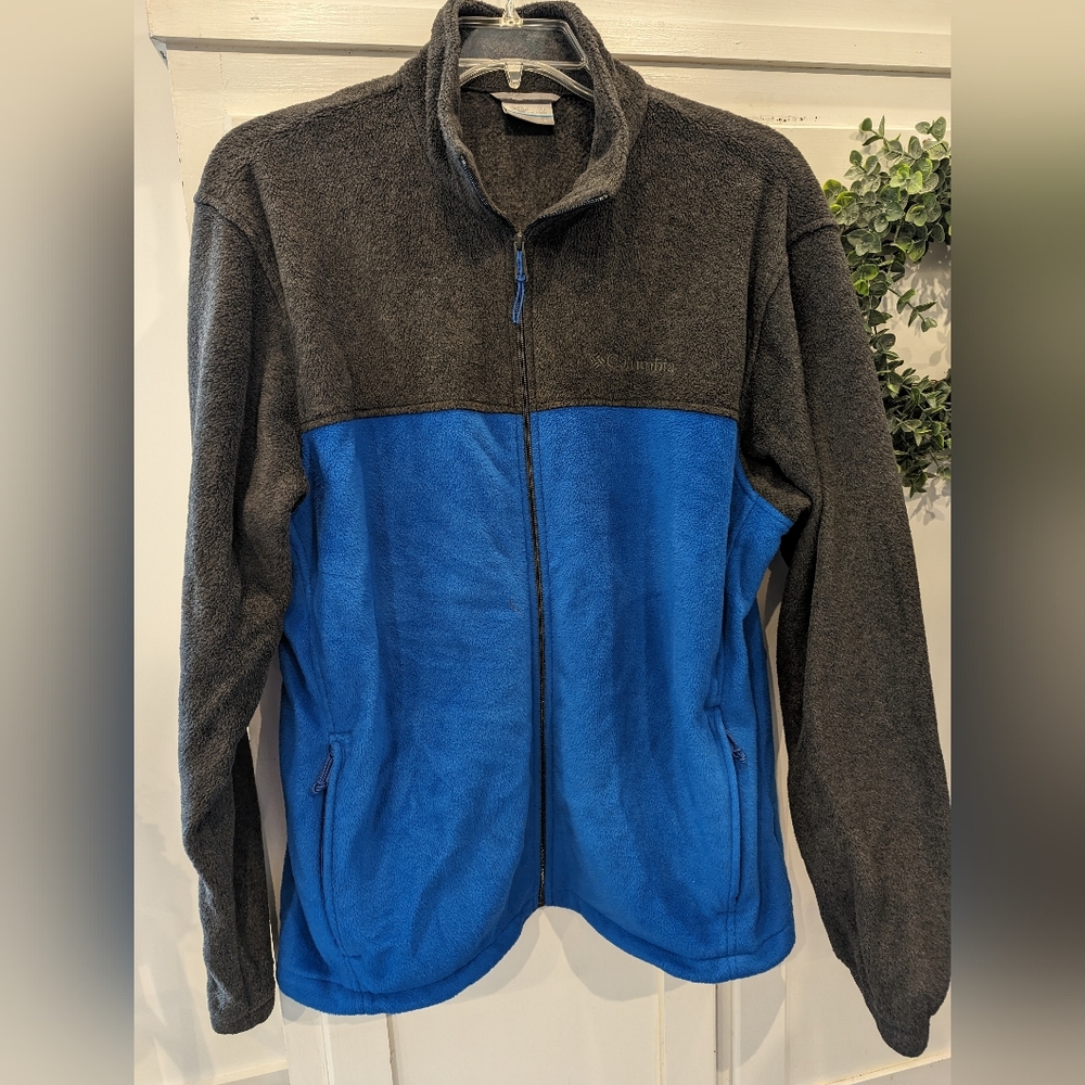 Columbia men's  Large zip up jacket blue gray zipper pockets lightweight casual